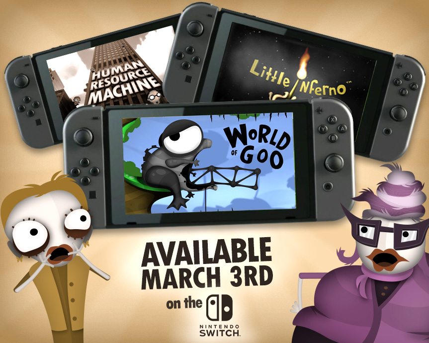 'World of Goo', 'Little Inferno', and 'Human Resource Machine' Are Coming to Nintendo Switch