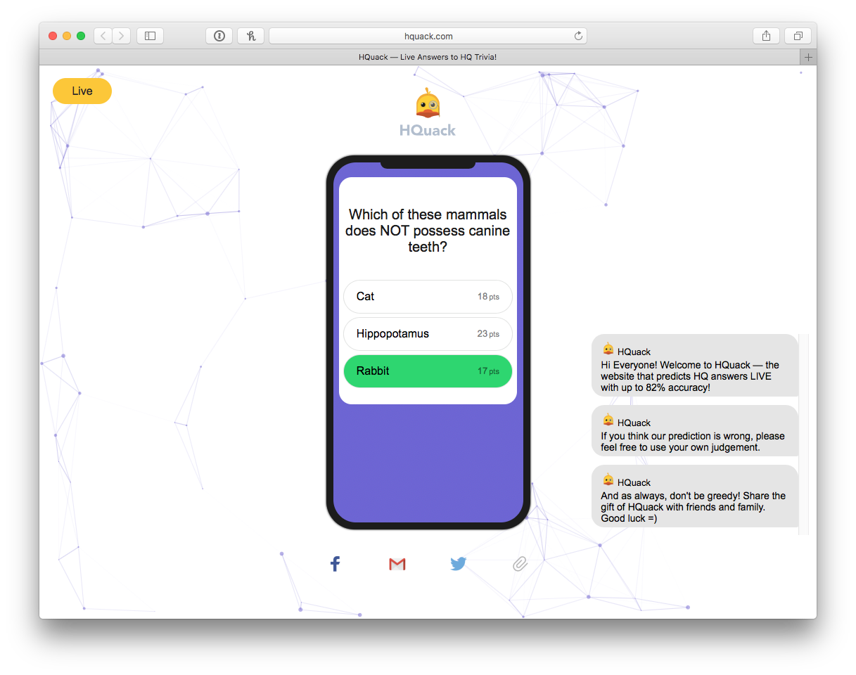 Cheat to Win 'HQ Trivia' Using HQuack - An Easy 'HQ' Hack