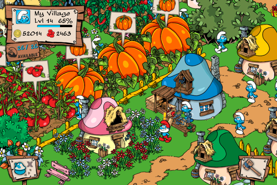 Игра village на телефон. Smurfs Village игра. Игра Смурфики деревня. Смурфики ферма. Игра про смурфиков на телефон.