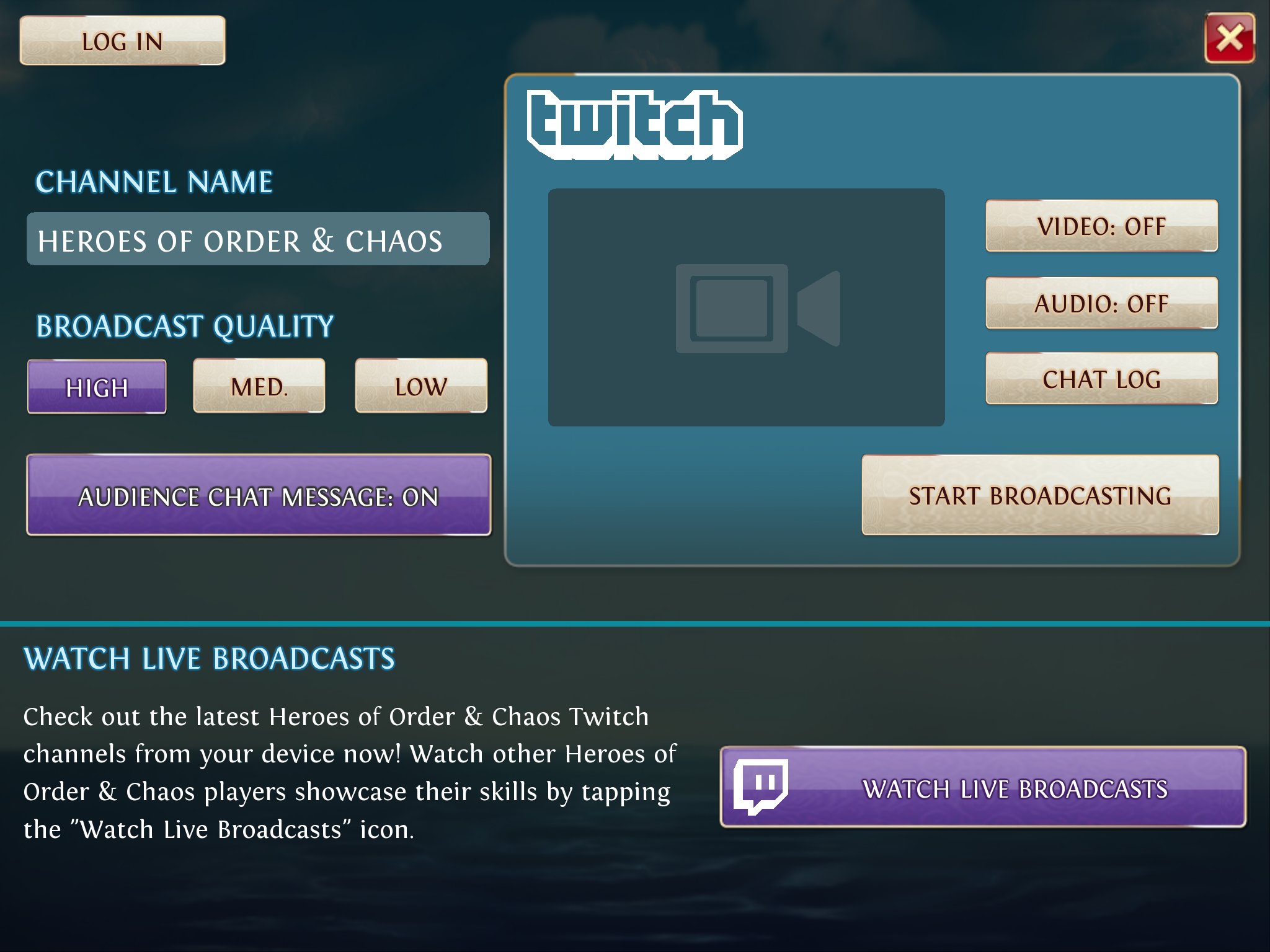 Heroes of Order and Chaos Twitch