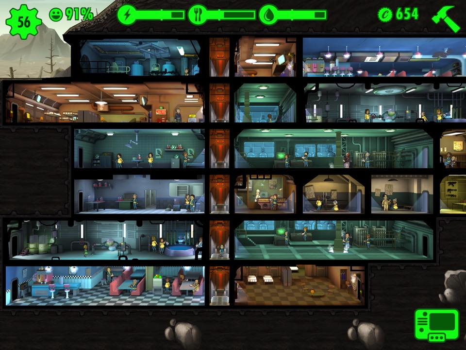 fallout shelter game room sizes