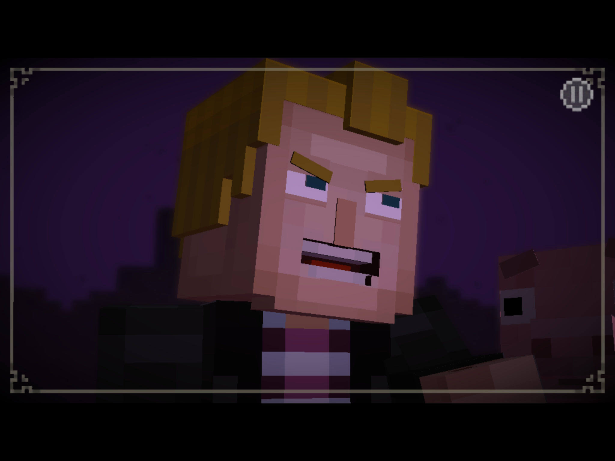 Minecraft Story Mode Stuff — the face of a man whose only answer