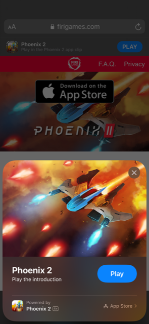 Apple S New App Clips Feature In Ios 14 Cleverly Used To Deliver A Frictionless Demo Of Phoenix 2 Shoot Em Up Game Toucharcade