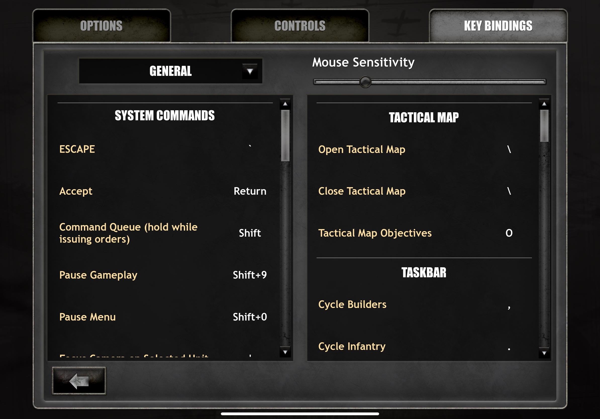 company of heroes 2 keyboard controls