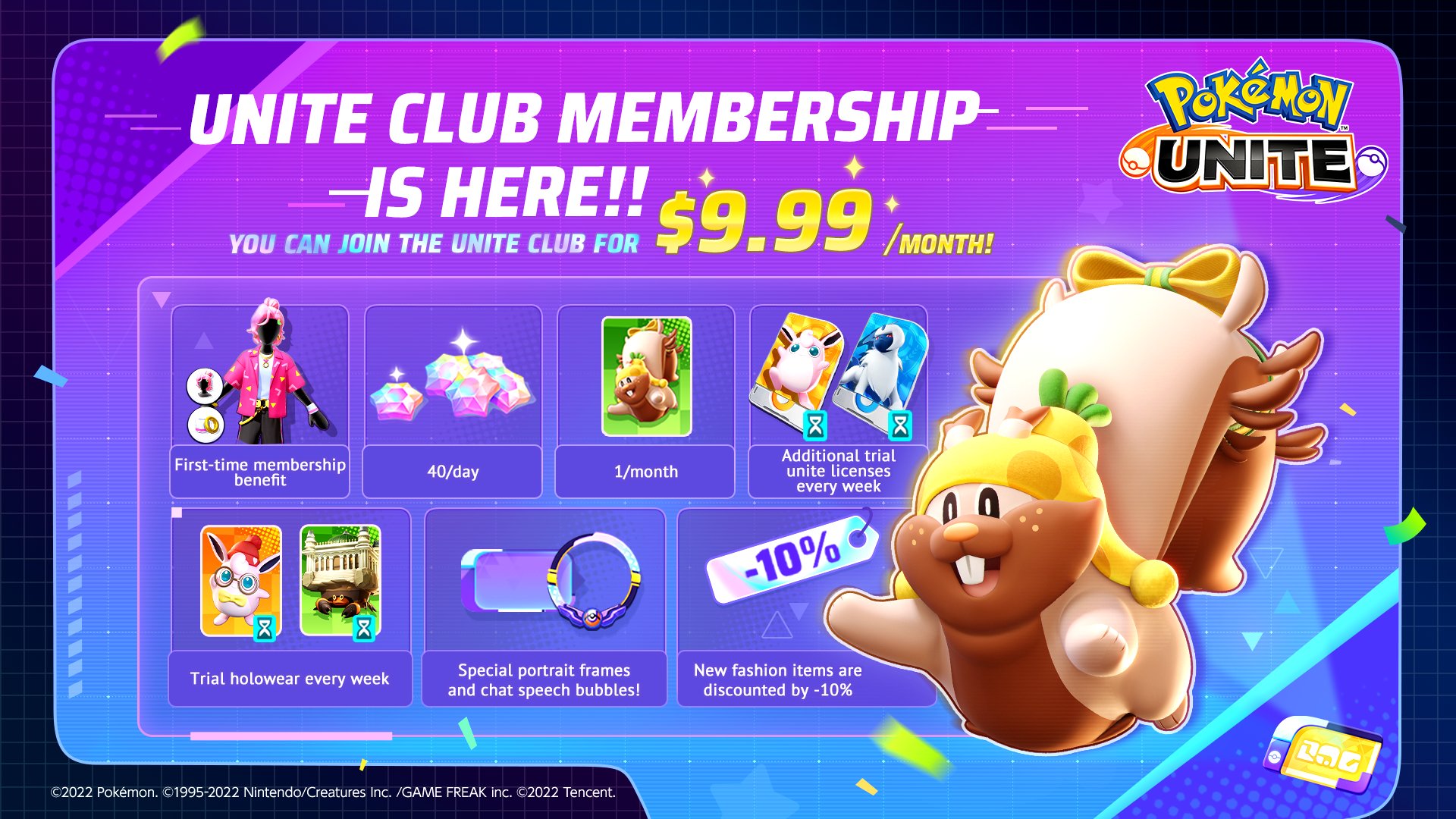 ‘Pokemon Unite’ UNITE Club Membership Now Available for $10 a Month Including Daily Rewards, Members-Only Discounts, and More