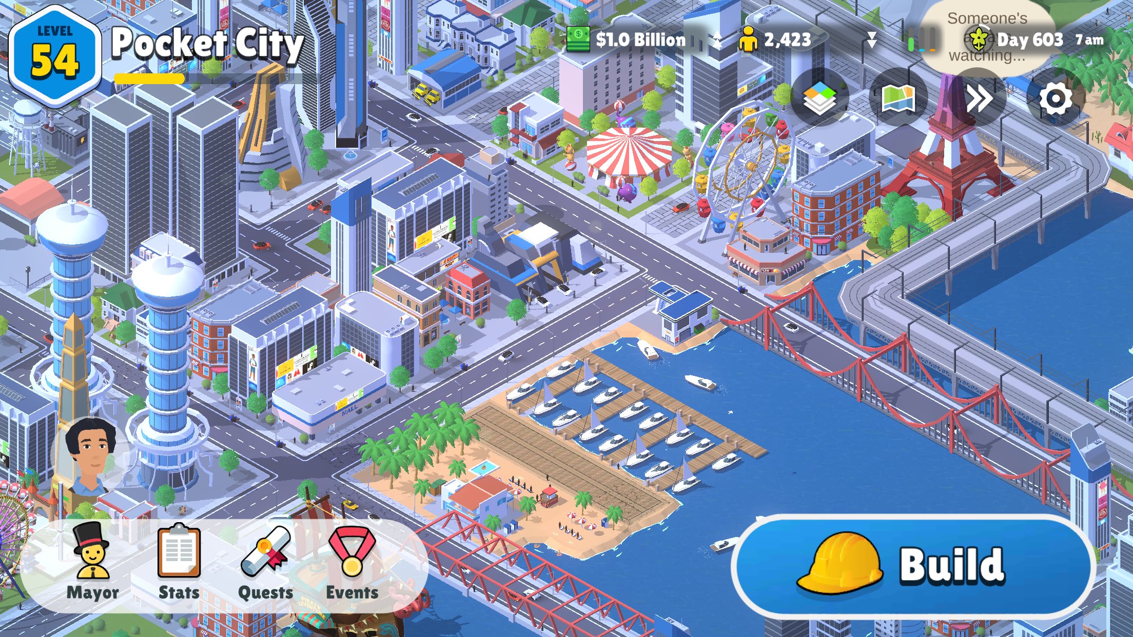 Captura de pantalla del juego móvil Pocket City 2