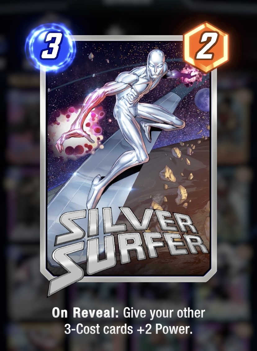 Marvel Snap - Sera Surfer, featuring Werewolf By Night